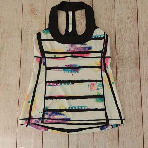 Lululemon Scoop Neck Tie Dye Striped Tank sz 8 - Picture 8 of 12